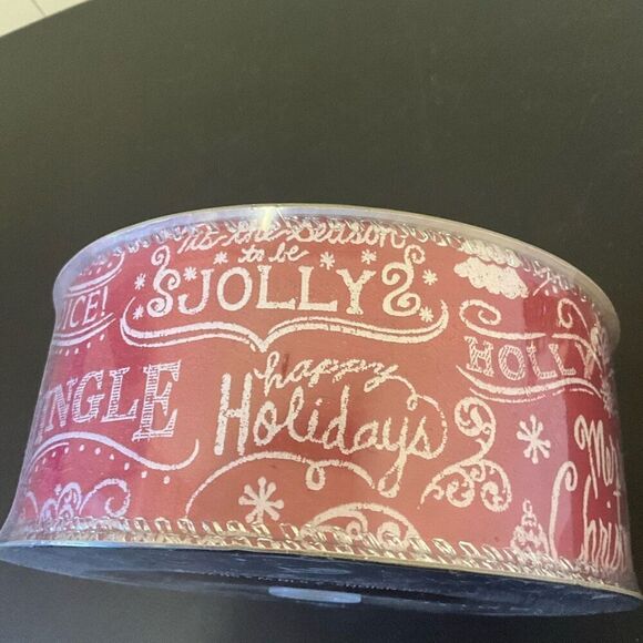 Brand New Celebrate it Lot of 3 Christmas Themed Rolls Wired Ribbon Gift Wrap - Picture 8 of 10